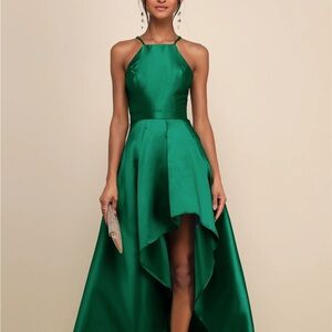 Green Halter High Low Gown